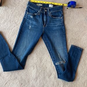 AG Farrah skinny blue jeans.